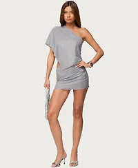 Edikted Women's Leanne Rhinestone One Shoulder Poncho Top