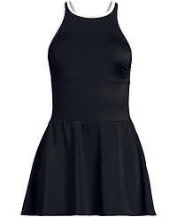 Lands' End Women's Long Tugless High Neck Swim Dress Swimsuit