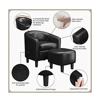 Yaheetech Contemporary Faux Leather Club Chair and Ottoman Set