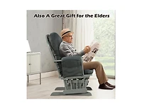 Wood Glider Chair and Ottoman Set with Padded Armrests Detachable Cushion
