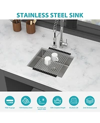 flynama 18x16x5.5inch Ada Compliant Kitchen Sink Undermount Stainless Steel Single Bowl 16 Gauge