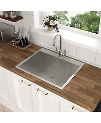 flynama 28x22x9inch Kitchen Sink Drop In Topmount Stainless Steel Single Bowl 16 Gauge