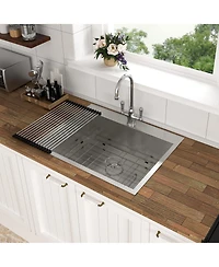 flynama 28x22x9inch Kitchen Sink Drop In Topmount Stainless Steel Single Bowl 16 Gauge