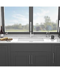 flynama huluwat 32x19x10inch White Fireclay Kitchen Sink Undermount Single Bowl Dual Mount Deep Basin