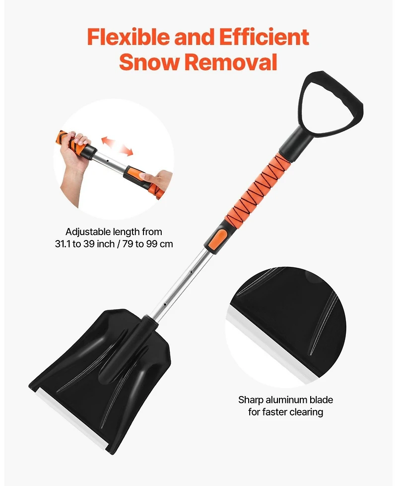 Mecale Snow Brush & Ice Scraper, 42" Extendable, 180° Pivoting Brush Head, Non-Slip Grip, For Cars/SUVs