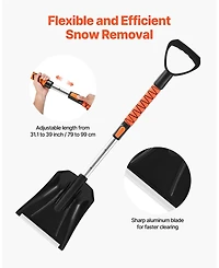 Mecale Snow Brush & Ice Scraper, 42" Extendable, 180° Pivoting Brush Head, Non-Slip Grip, For Cars/SUVs