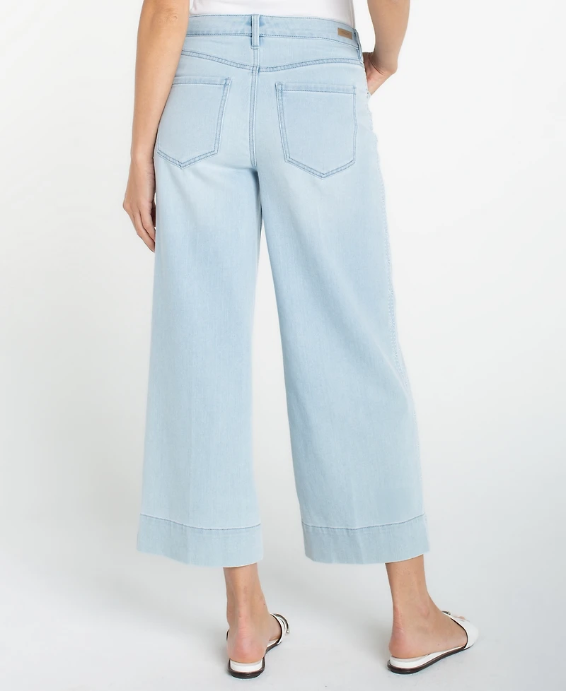 Liverpool Los Angeles Women's Mid Rise Embroidered Stride Crop Wide Leg Jeans