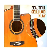 Pyle 36" 3/4 Scale Acoustic Guitar Kit - 6-String Cutaway Body with Accessories, Orange (PGA550CAOR)