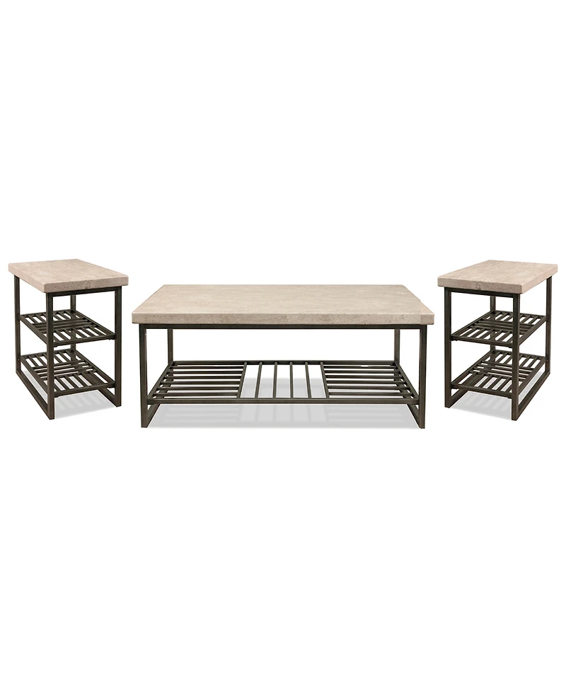 Furniture Capri 3-Pc. Metal Rectangle Coffee Table and Chairside Table Set