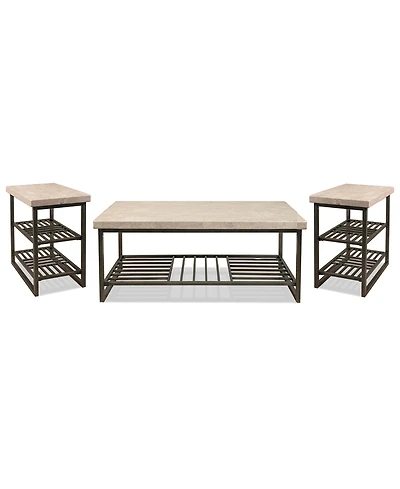Furniture Capri 3-Pc. Metal Rectangle Coffee Table and Chairside Table Set