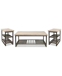 Furniture Capri 3-Pc. Metal Rectangle Coffee Table and Chairside Table Set