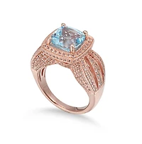 Suzy Levian New York Sterling Silver Cushion Cut Center Topaz Cocktail Ring