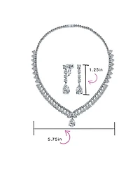 Bling Jewelry Cz Cubic Zirconia Solitaire Teardrop Statement Collar Statement Necklace & Clip-On Earrings Jewelry Set