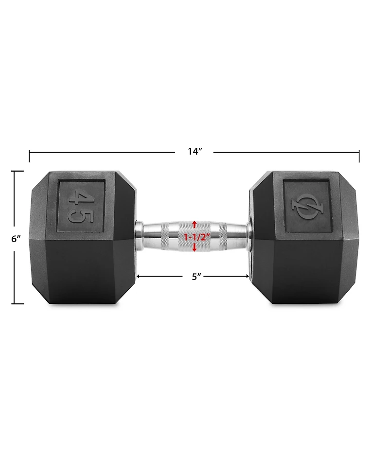 Philosophy Gym Rubber Coated Hex Dumbbell Hand Weights, 30 lb Pair