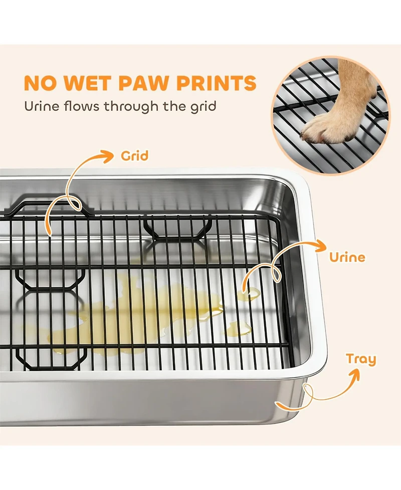 Aostirmotor 27.6 in. heavy-duty stainless steel Dog Potty Tray in Silver