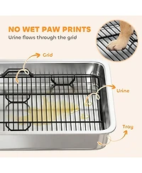 Aostirmotor 27.6 in. heavy-duty stainless steel Dog Potty Tray in Silver