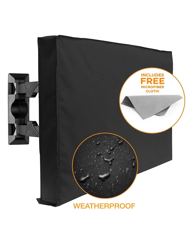 Outdoor Tv Cover - 65" Model For 63" - 67" Flat Screens - Slim Fit - Weatherproof Weather Dust Resistant Television Protector - Black