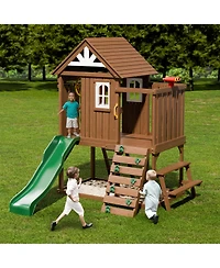 Slickblue Kids Garden Playhouse with Slide and Ladder