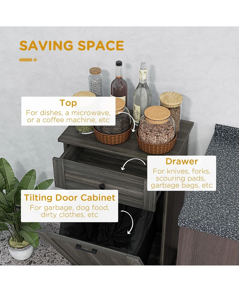 Homcom Kitchen Tilt Out Trash Bin Cabinet, Free Sding Recycling Cabinet