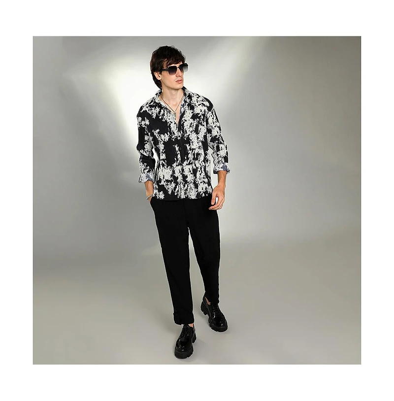 Campus Sutra Men's Splash-Pleat Shirt