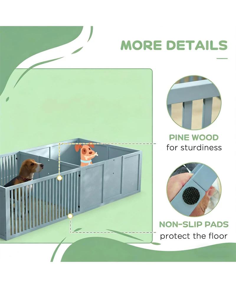 Aostirmotor Extra Large 81" Whelping Box with Two-Room Design for Dogs in Light Grey