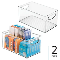 iDesign Plastic Stackable Pantry Bins with Handles, Set of 2, Clear