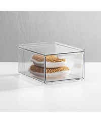 mDesign Plastic Stackable Bathroom Storage Organizer with Drawer, 8 Pack, Clear