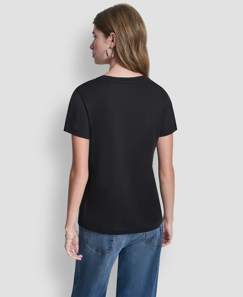 Dkny Jeans Women's Crewneck Stacked Rhinestone T-Shirt