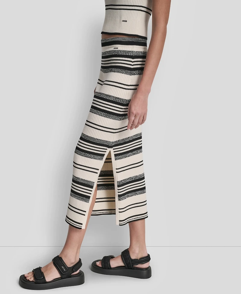 Dkny Jeans Women's Ribbed Stripe Pull-On Midi Skirt