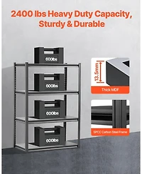 Mecale 4-Tier Garage Storage Shelves, 2400-Lb Capacity, 20"D x 40"W x 57"H, Adjustable Utility Rack, Black