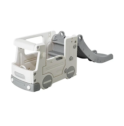 Slickblue Toddler Slide, Kid Slide for Toddlers with Climbable Ladders & Bus Playhouse, Indoor Outdoor Slide Playset for Kids