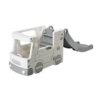 Slickblue Toddler Slide, Kid Slide for Toddlers with Climbable Ladders & Bus Playhouse, Indoor Outdoor Slide Playset for Kids