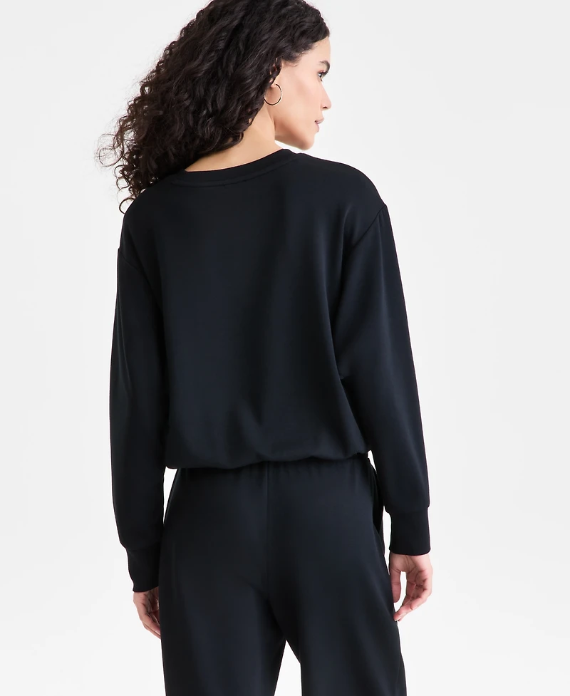 I.n.c. International Concepts Women's Off-Duty Long-Sleeve Bubble-Hem Sweatshirt, Macy's Exclusive