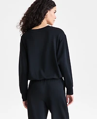 I.n.c. International Concepts Women's Off-Duty Long-Sleeve Bubble-Hem Sweatshirt, Macy's Exclusive