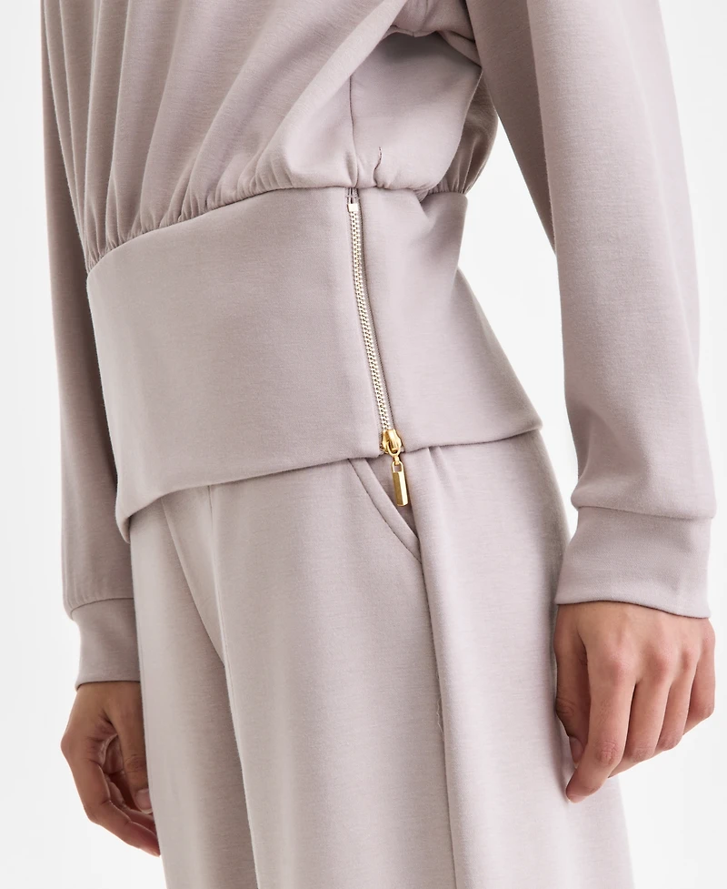 I.n.c. International Concepts Women's Off-Duty Banded-Bottom Sweatshirt, Macy's Exclusive