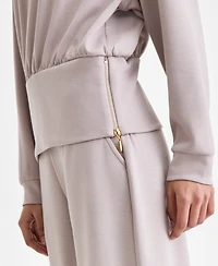 I.n.c. International Concepts Women's Off-Duty Banded-Bottom Sweatshirt, Macy's Exclusive
