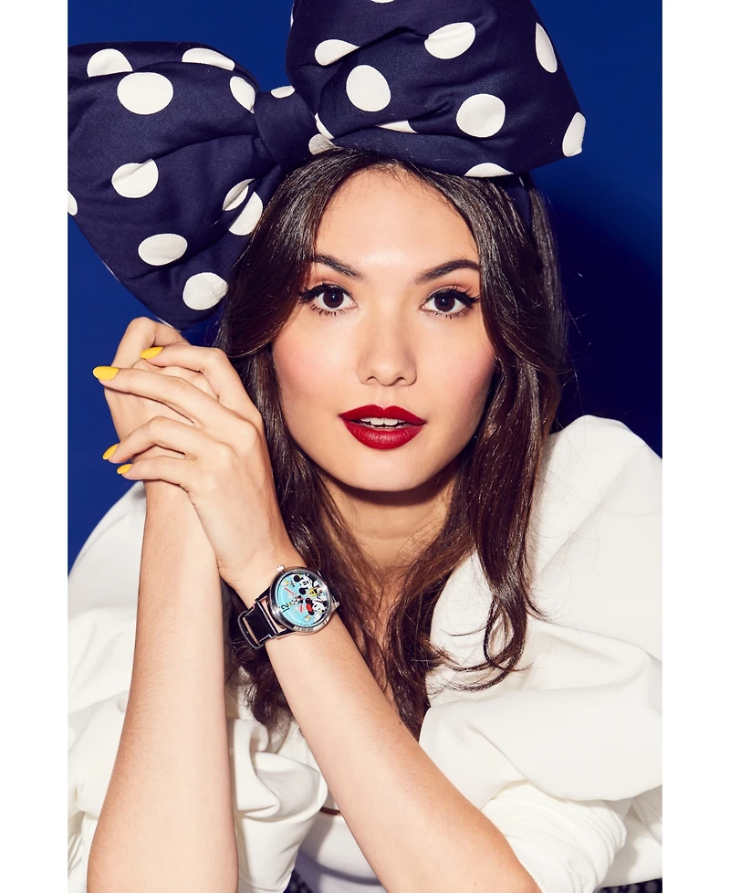 Disney by Citizen Sensational Six Black Leather Strap Watch 40mm