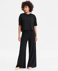I.n.c. International Concepts Women's Off-Duty Pleat-Front Wide-Leg Sweatpants