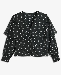 I.n.c. International Concepts Women's Long-Sleeve Printed Capelet Blouse, Macy's Exclusive