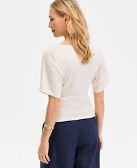 I.n.c. International Concepts Women's Ruched-Waist Short-Sleeve T-Shirt, Macy's Exclusive