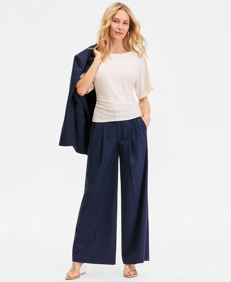 I.n.c. International Concepts Women's Ruched-Waist Short-Sleeve T-Shirt, Macy's Exclusive