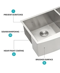 flynama 33x20x9inch Double Bowl Farmhouse Sink Stainless Steel Undermount Apron Front 16 Gauge