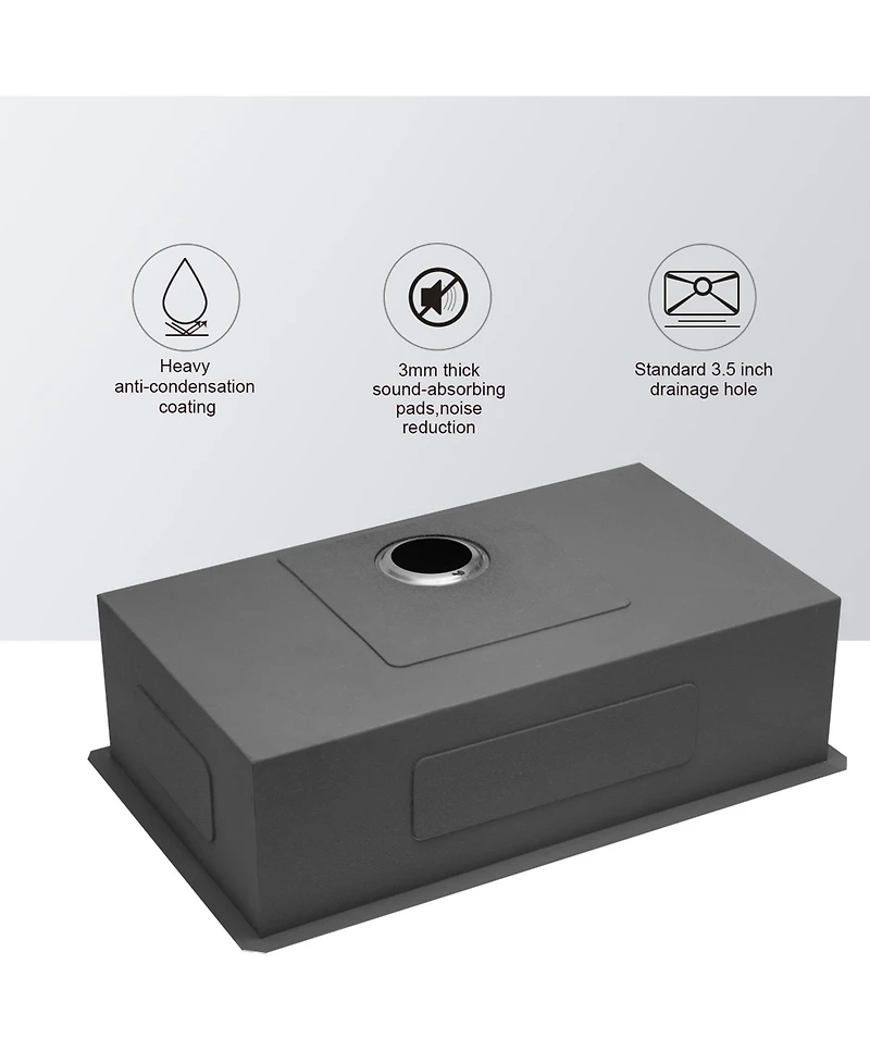 flynama 30x18x10inch Undermount Kitchen Sink Single Bowl Stainless Steel 16 Gauge Deep Basin