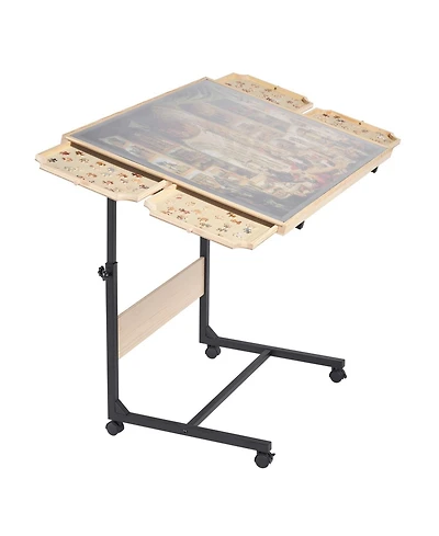 Sugift 1500-Piece Puzzle Table with Legs 34"x25" Adjustable Height with Drawers