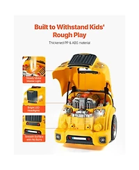 Slickblue Engine Toy, 60 Pieces, Kids Mechanic Car Repair Set with Removable Parts, Lights and Sounds, Steering Wheel and Horn