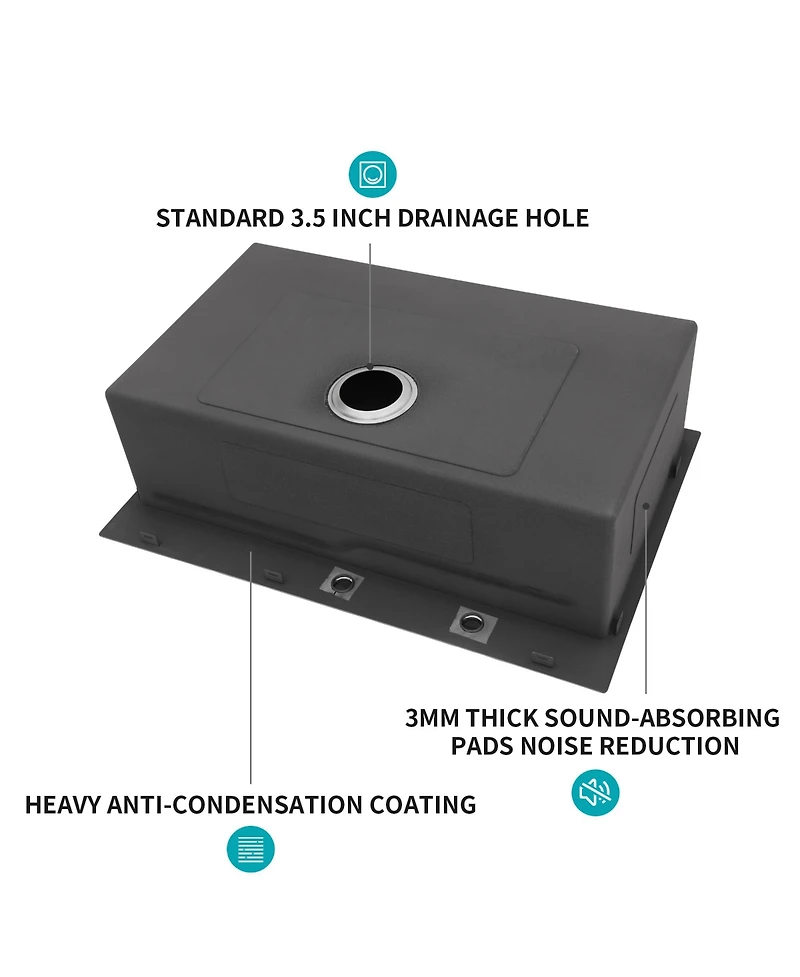 Flynama 33x22x10 Inch Drop In Kitchen Sink 16 Gauge T304 Stainless Steel Ledge Workstation Single Bowl