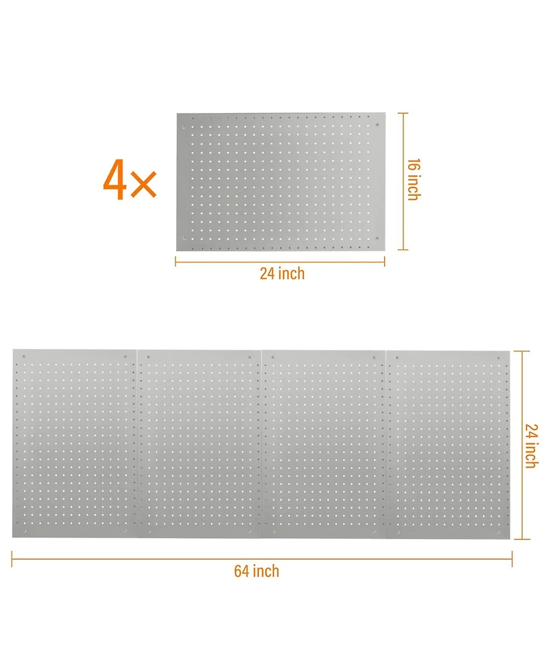 Lugo 24"x16" Pegboard Wall Organizer 128 Pc Kit, Gray