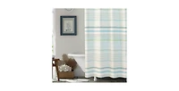 Slickblue 72-inch Sea Breeze Blue Green White Cabana Stripe Cotton Shower Curtain