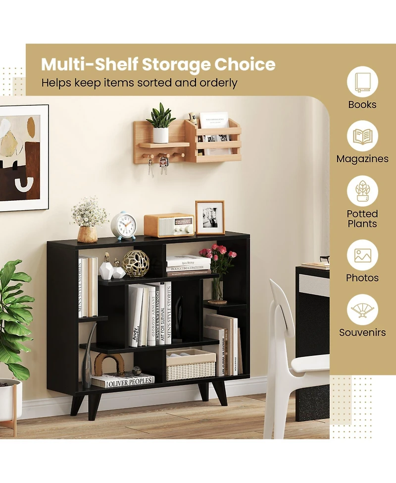 Slickblue Geometric Bookcase with Anti-Tipping Kit and Storage Shelving