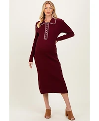 Pinkblush Maternity Contrast Stitch Midi Sweater Dress